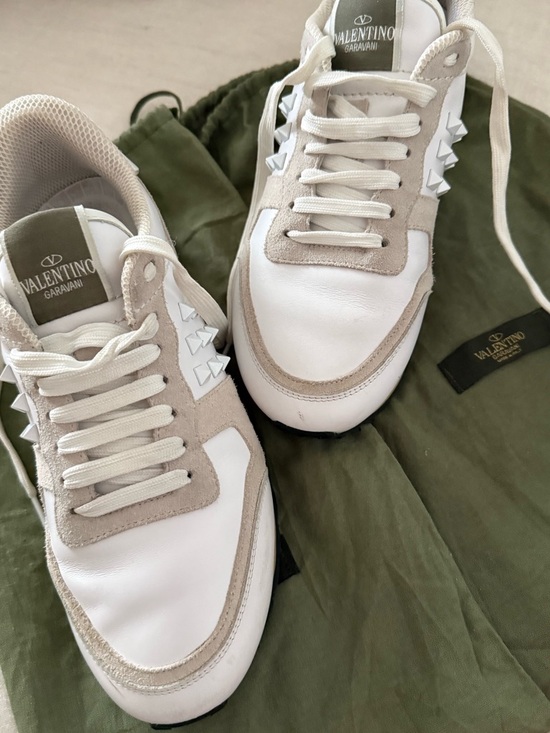 Valentino Garavani Shoes - Valentino Garavani Leather White Rockrunner Sneakers Size 39
